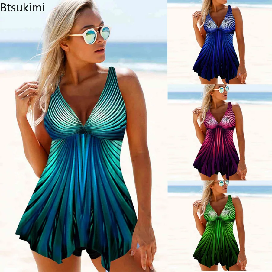 

Женский летний сексуальный купальник размера плюс 4XL 5XL, купальник-танкини, женский купальник, комплект бикини с принтом, пляжная одежда, женский купальный костюм