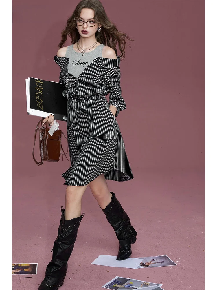 Женская блузка из двух предметов с открытыми плечами и карманами феи осень 2023