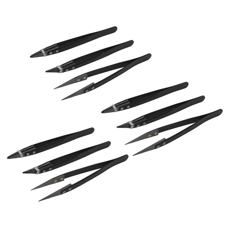

Black Ceramic Tweezers Set - Antistatic,Anticorrosion,Antimagnetic,Highly Heat Resistant(9Pack)