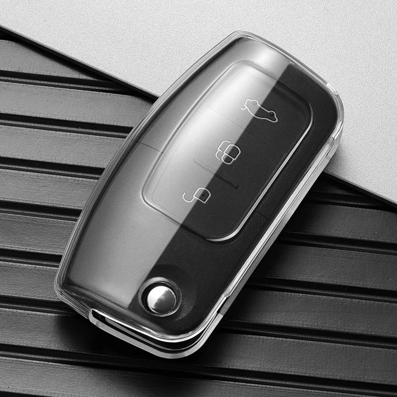 

Прозрачный складной чехол для ключей из ТПУ для Ford Fiesta Focus 2 Ecosport Kuga Escape Falcon B-Max C-Max Eco Sport Galaxy