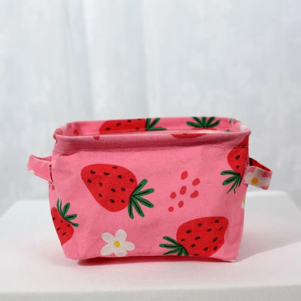 

Storage Bin Decorative Dust-proof Cotton Flax Cute Cartoon Patterns Organizer Basket Household Supplies