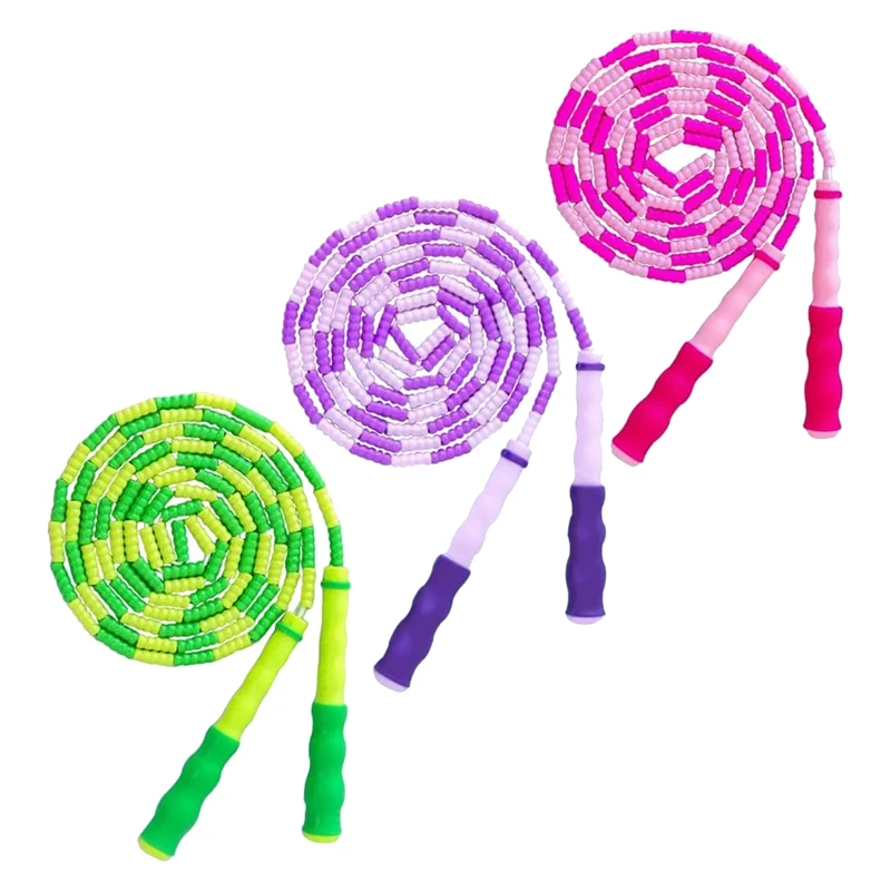 

New-3Pcs Jump Rope For Kids,Soft Beaded Jump Ropes,Adjustable Skipping Rope, Tangle-Free Segmented Rope, Training 9.2 Ft