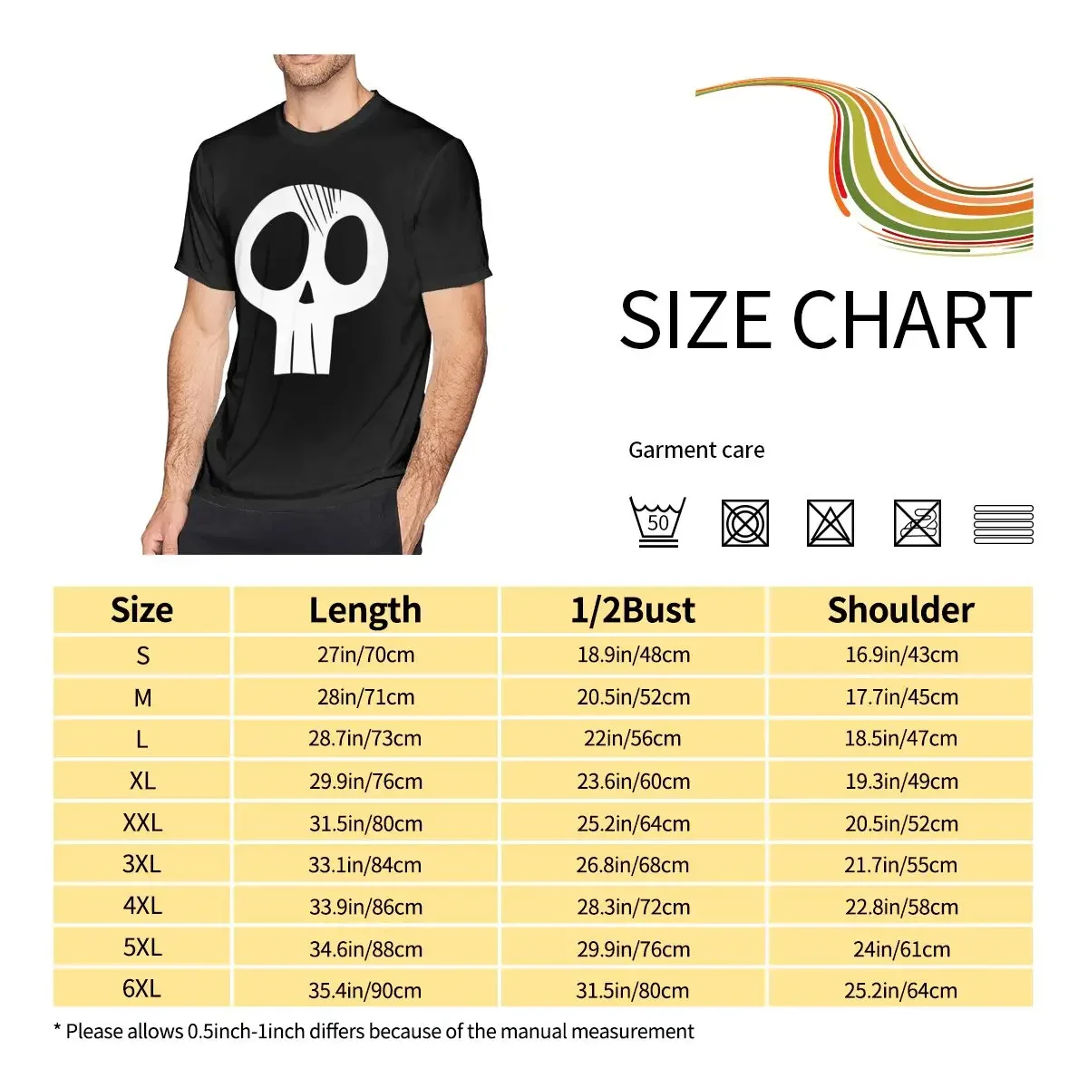 Мужская футболка с коротким рукавом размеры