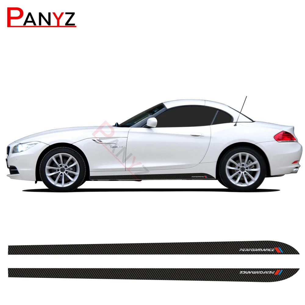 

2pcs New M Performance Side Skirt Sill Stripe Decal Stickers for BMW Z4 E85 E86 E89 5D Carbon Fibre Vinyl