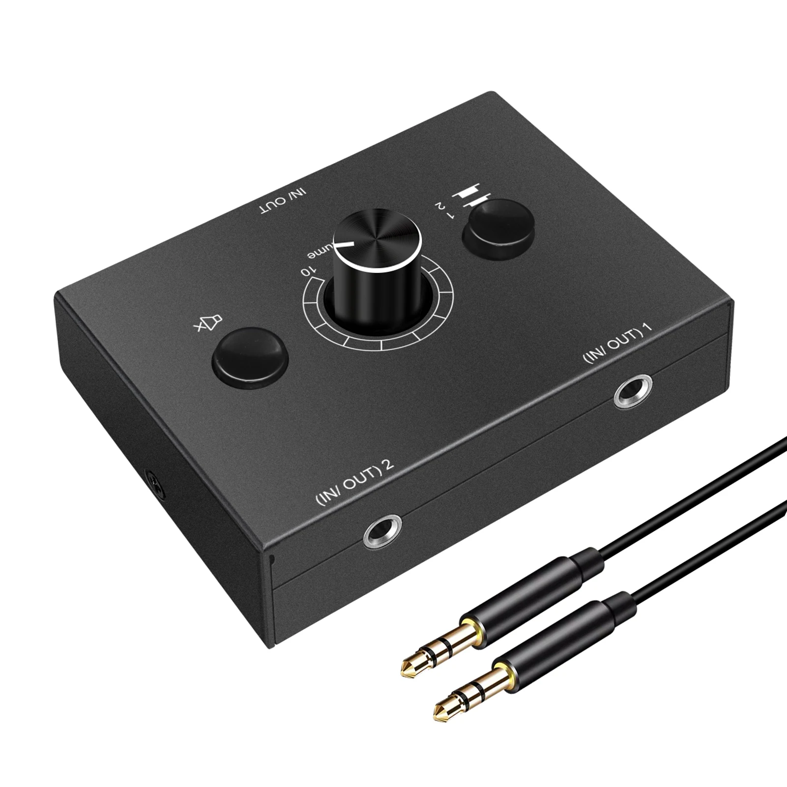 

Bi-directional 1-In-2 Or 2-In-1 Out Laptop Splitter 2 Ports Phone 3.5mm Stereo Audio Switcher Mute Button With Cable Headphone