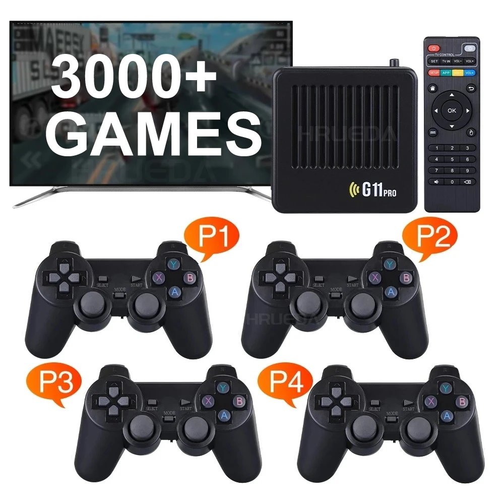 

Игровая приставка G11 Pro, 256 ГГц, 60000 + Ретро-игр, беспроводной геймпад 2,4 ГГц, 4K HD, ТВ-приставка, игровая консоль для PS1/GBA