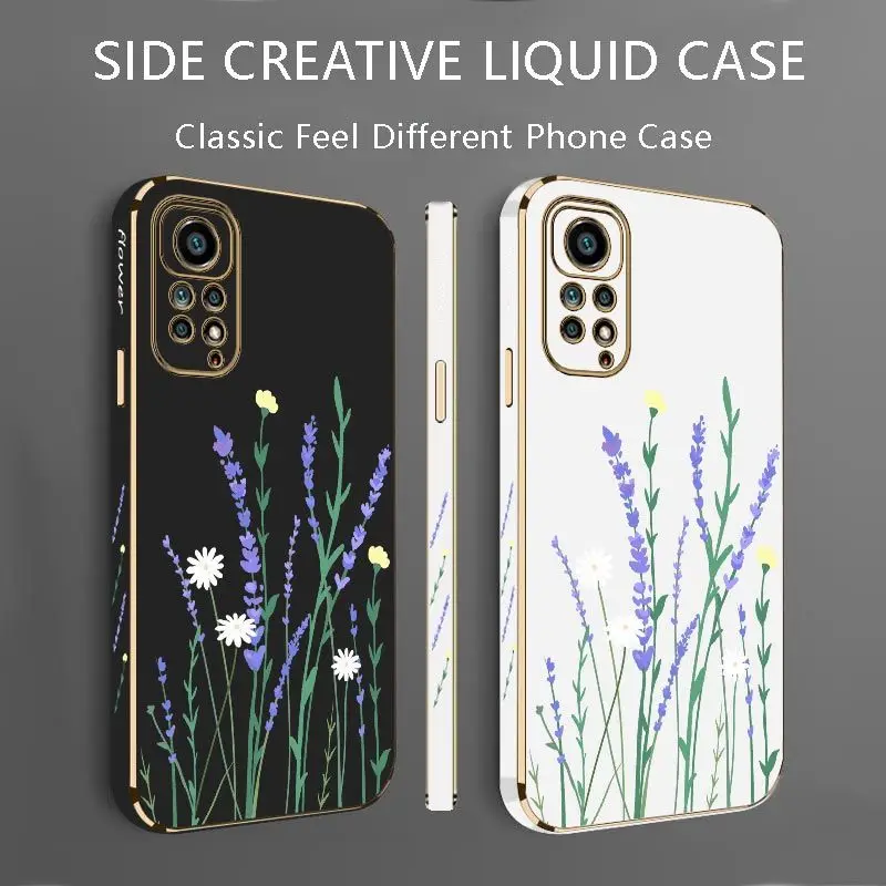 Daisy Lavender Luxury Plating Phone Case For Xiaomi Redmi Note 11 Pro Plus 12Pro Plus 11 11S 10 Pro 12 9S 8 Pro Cover