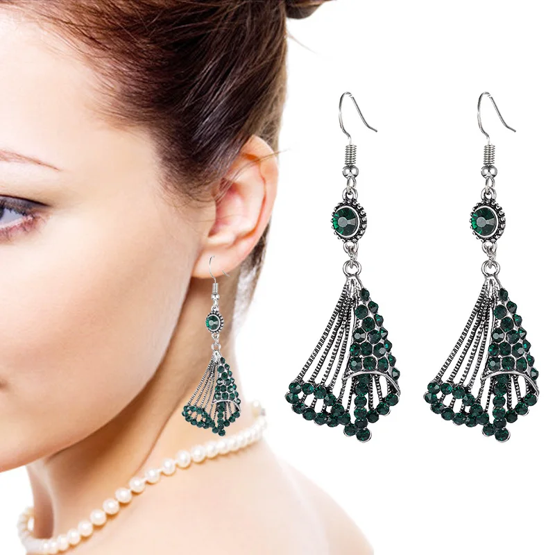 

Retro Tassel Earrings EU Style Rhinestone Multi-layer Women Eardrop Jewelry Fashion Alloy Ear Accessory Party Gift New Arrival