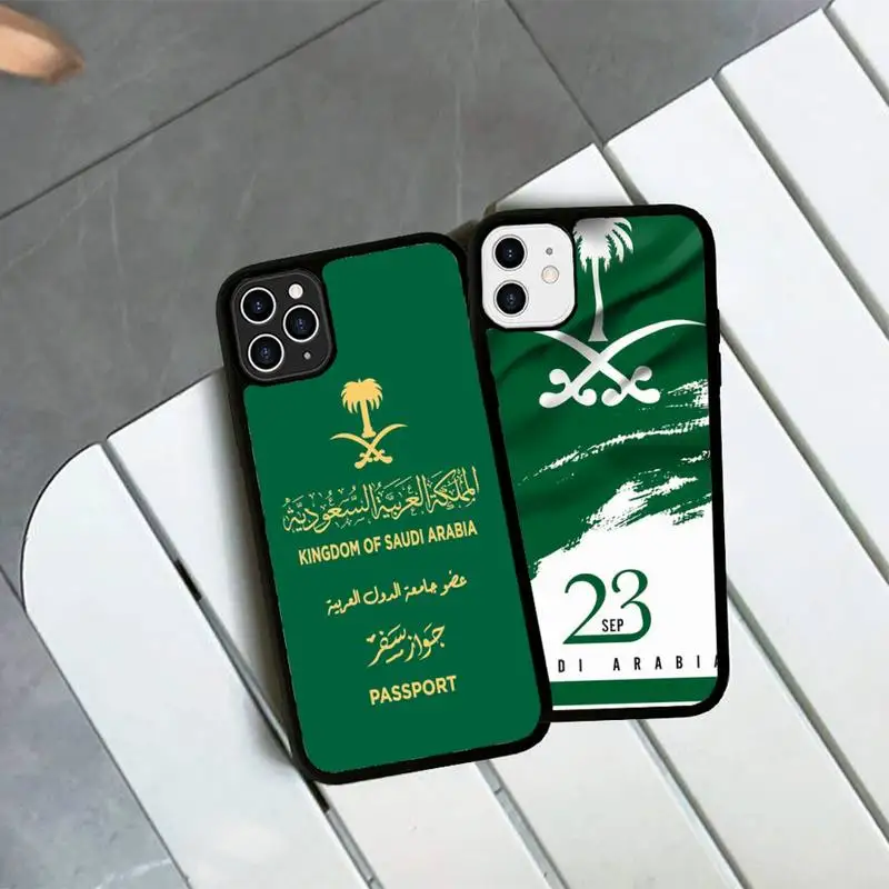 

Saudi Arabia Flag Phone Case Silicone PC+TPU Case for iPhone 11 12 13 Pro Max 8 7 6 Plus X SE XR Hard Fundas