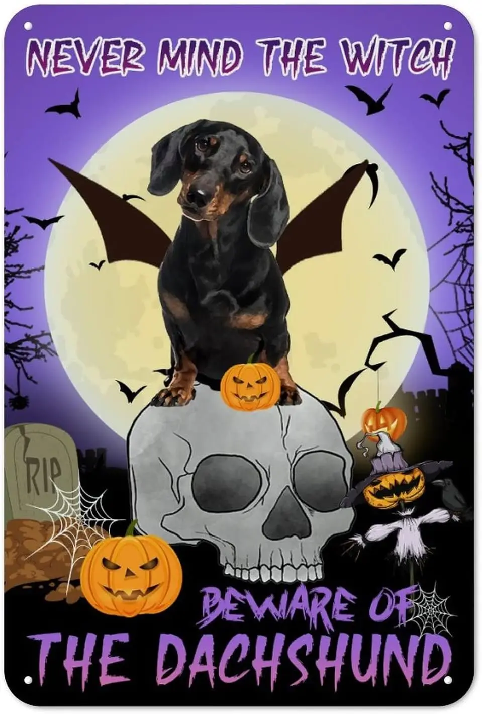 Never Mnd The Wtch Metl Sgn Dchshund Dog Tn Horror Ghost 128n Esy Mount Wndproof Novelty Wll Decor для улицы