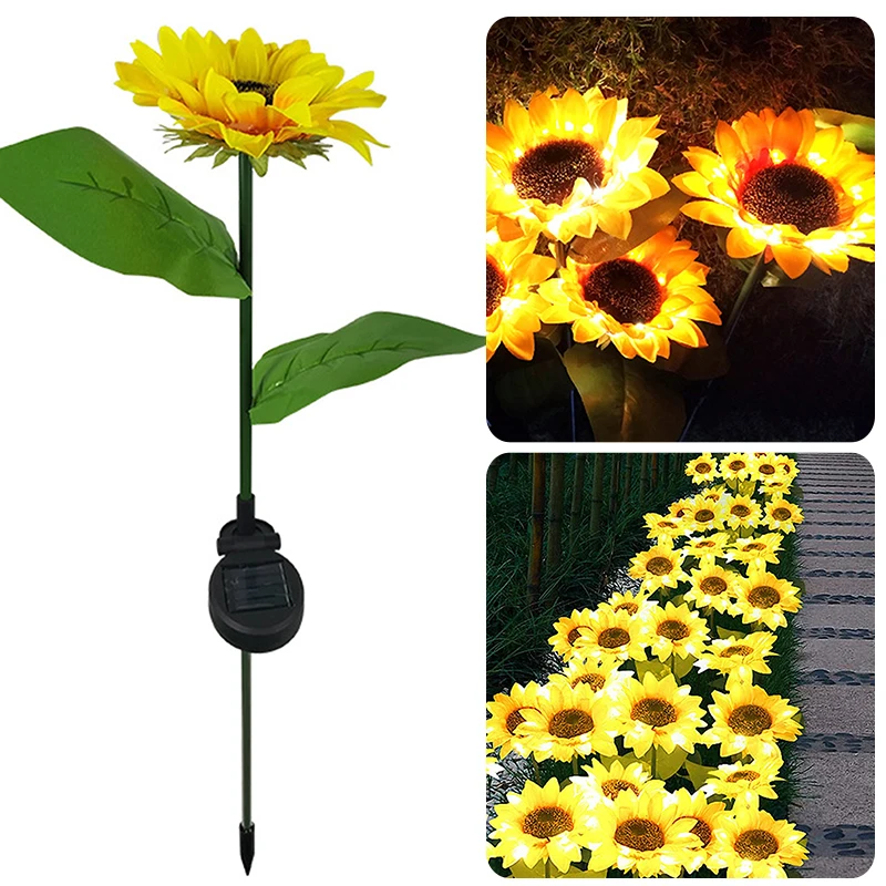 

1/2pcs Solar Sunflowers Outside Garden Lawn Light IP65 Waterproof Solar Flowers Pathway Light for Yard Wedding Holiday Decor