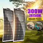 Солнечная панель 18 в 150300 Вт, полугибкая монокристаллическая солнечная батарея сделай сам, кабель, водонепроницаемая уличная Автомобильная RV, перезаряжаемая электросистема