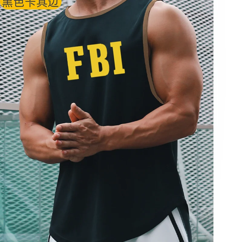 

Мужское нижнее белье 2023, хлопковая майка FBI, мужской высококачественный Приталенный жилет без рукавов, мужские майки