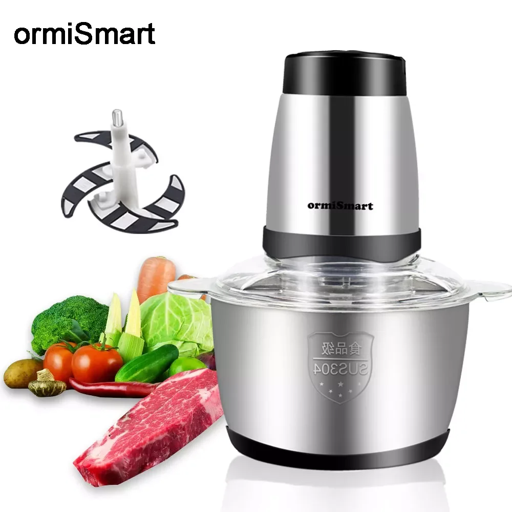 

2 Speeds 2L Electric Meat Chopper Vegetable Grinder Mincer Food Processor Cutter Slicer 304 Stainless Steel 220V