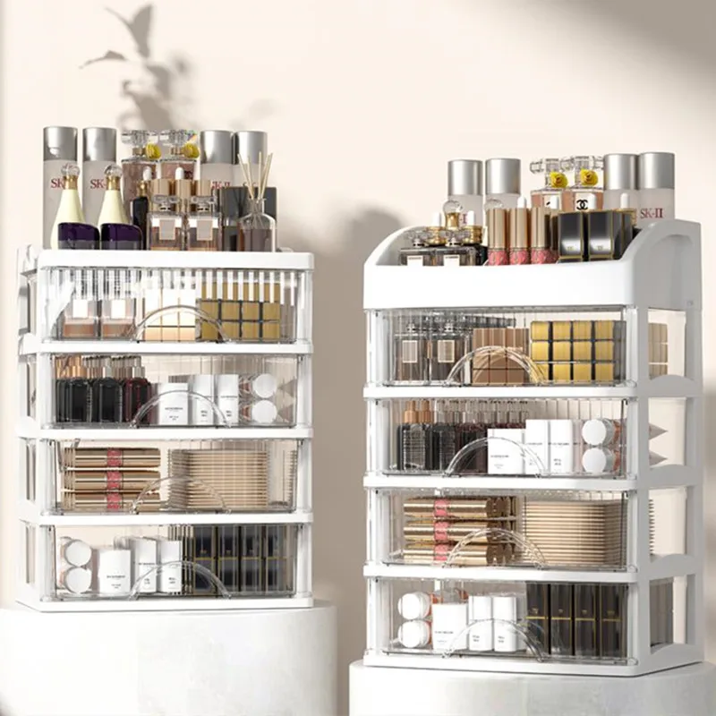 

Large Capacity Desktop Drawer Case Transparent Jewelry Storage Box Plastic Cosmetic Organizer Rack Makeup Tables Home Storage