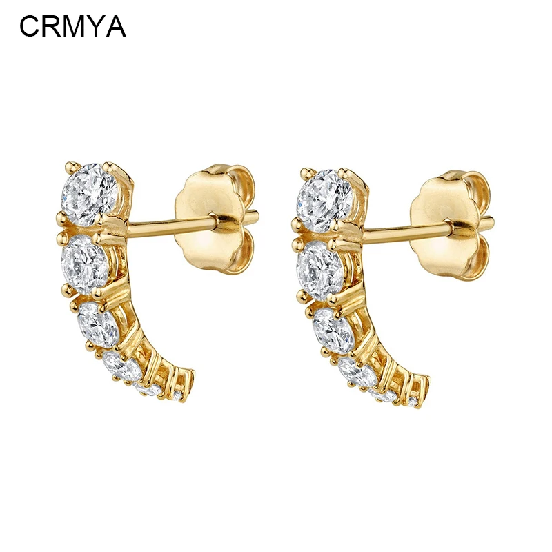 

CRMYA Gold Plated Stud Earrings For Women Classic CZ Zircon Female Piercing Stud Earrings 2023 Jewelry Accessories Wholesale