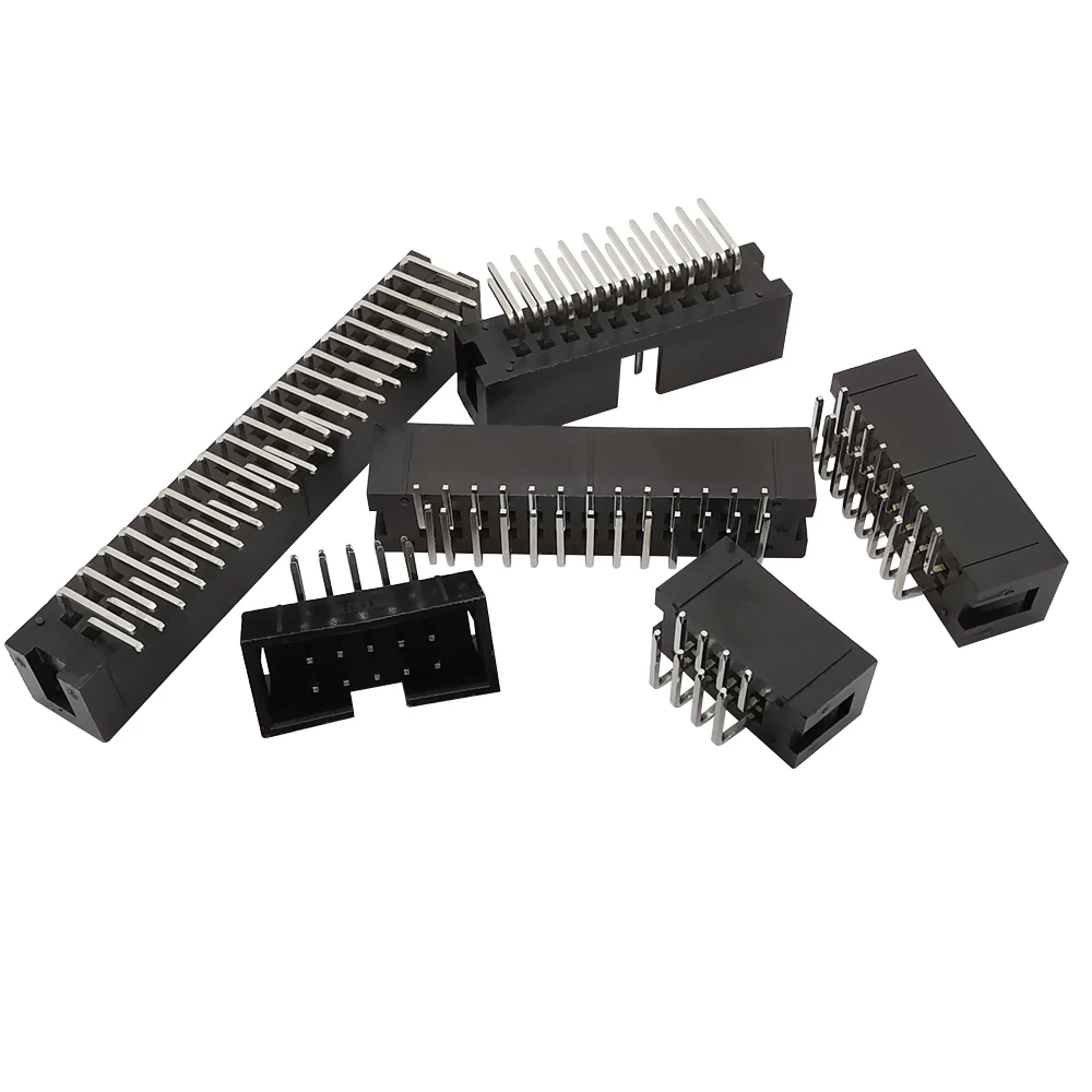 50Pcs DC3 Male IDC Box Headers 2.54mm Pitch ISP JTAG Socket Connector 8/10/14/16/20/26/30/34/40/50 Pin Right Angle Double-spaced - купить по