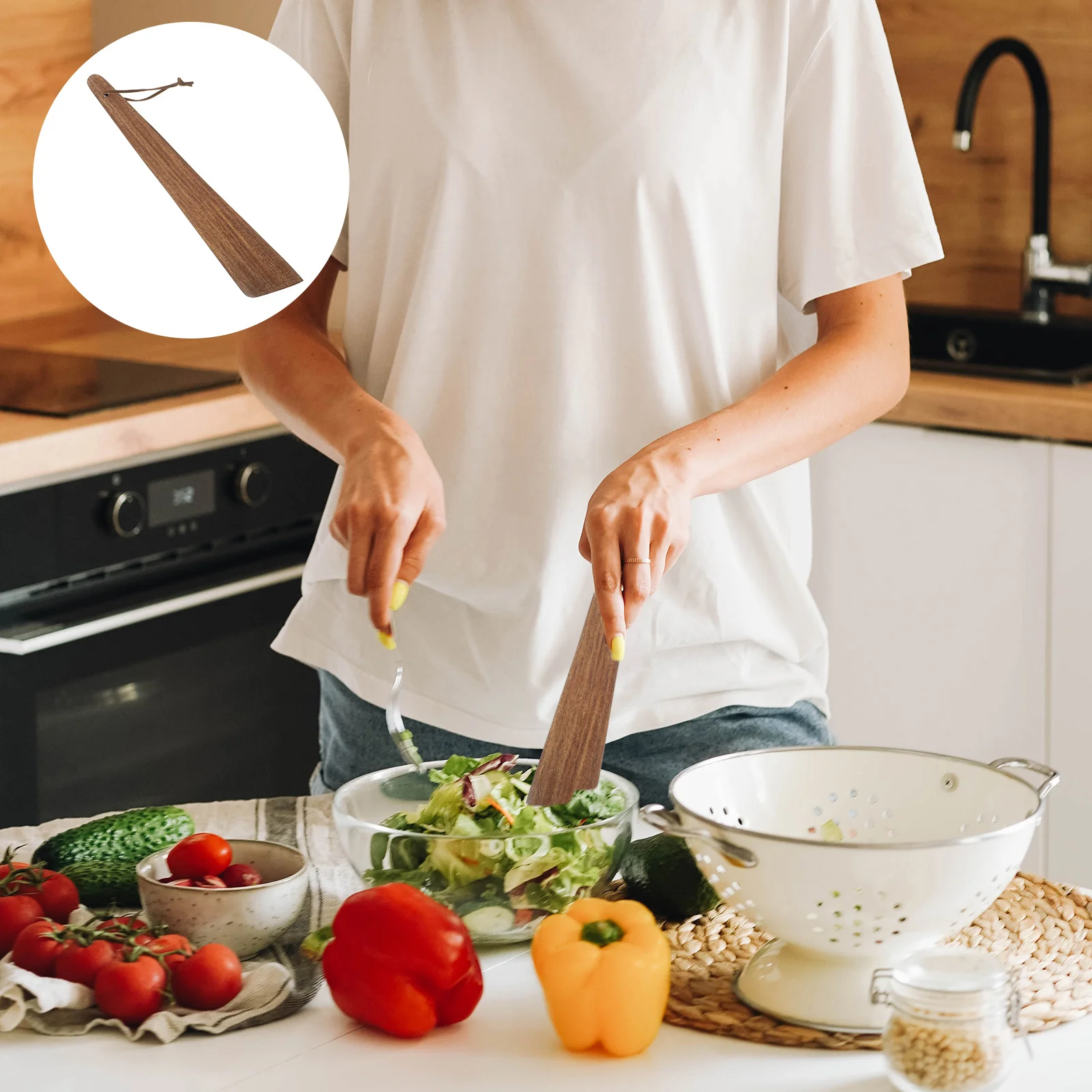 

Scraper Cooking Utensil Kitchen Supplies Anti-scald Spatula Wooden Utensils Non-stick Portable Spatulas Flat Food Tool