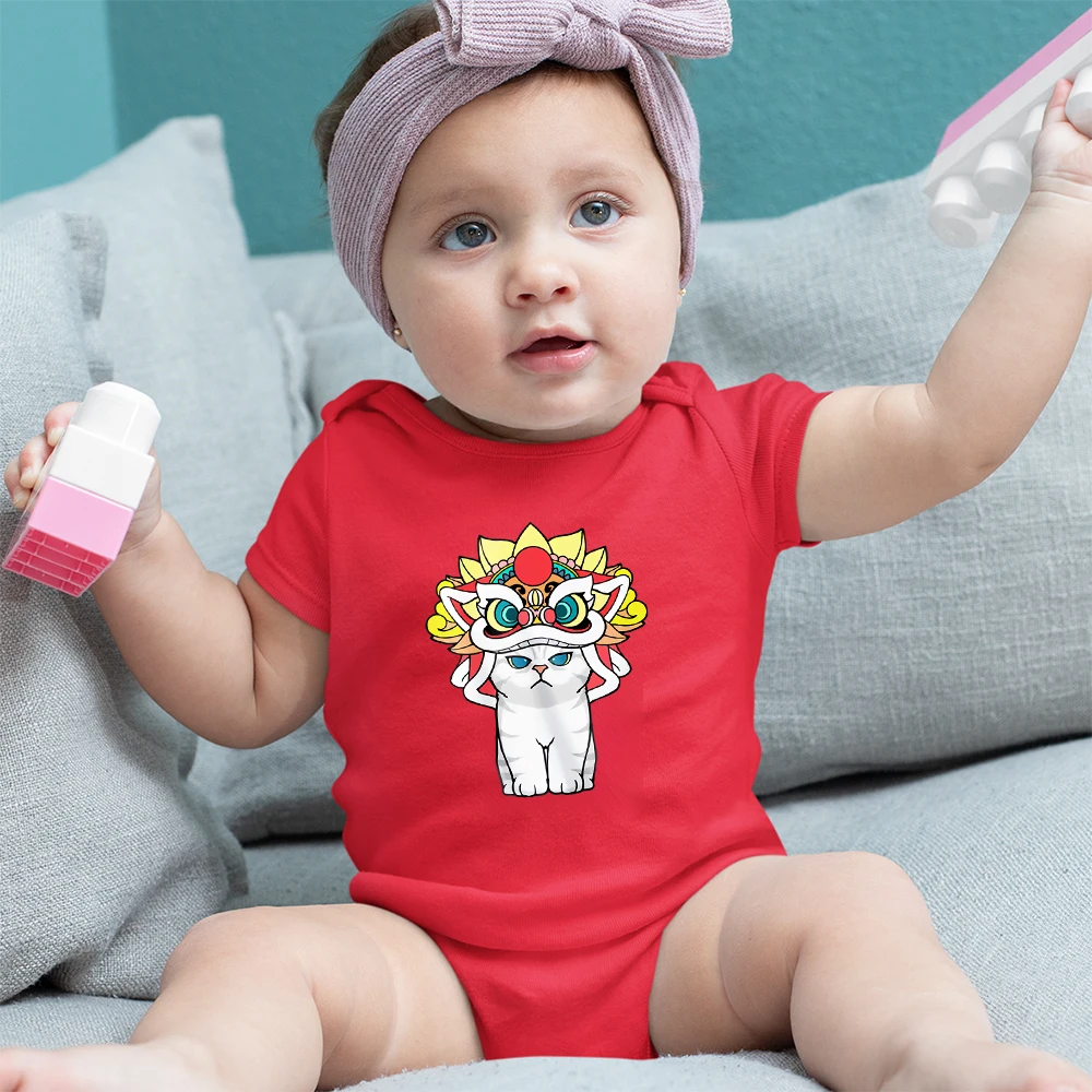

Cute Cartoon Cat Print Casual 0-24M Newborn Romper Harajuku Aesthetic Creative Exquisite Summer Toddler Jumpsuit