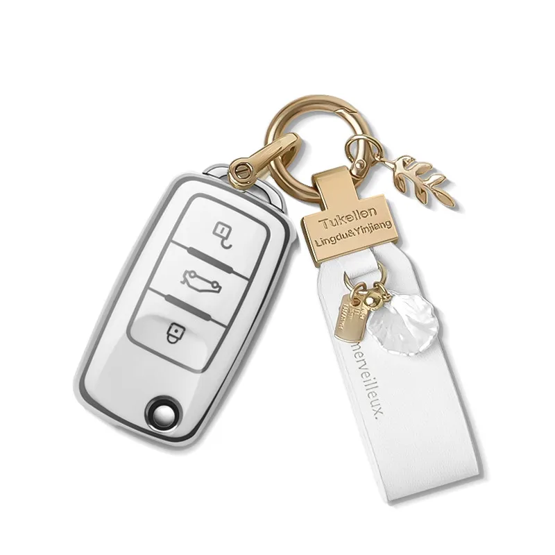

Чехол для автомобильного ключа чехол для Volkswagen VW Polo Golf Passat Tiguan Skoda Octavia Seat Leon Altea автомобильные аксессуары цепочка
