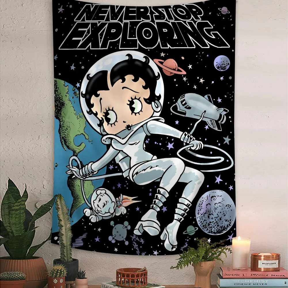 Гобелен В Стиле Аниме Betti Настенный Декор С Милым Дизайном Boop Цветочным Принтом