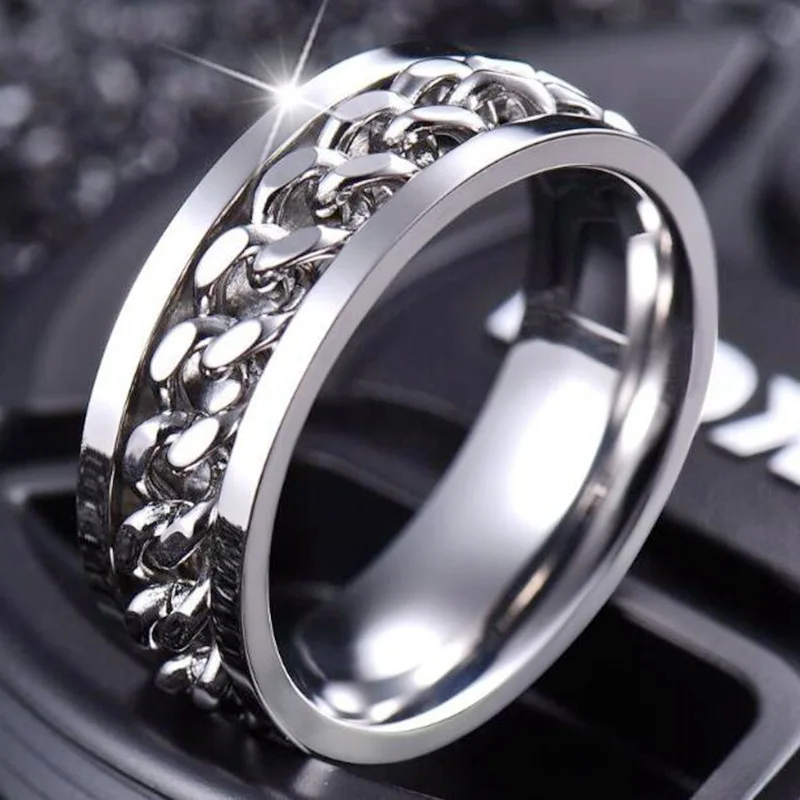 

Мужское кольцо-Спиннер из титановой нержавеющей стали, 4 цвета, 8 размеров