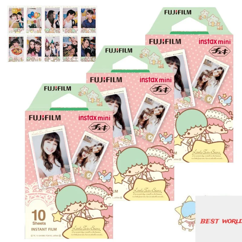 

Цветная пленка Fuji Instax, 30 листов, маленькие двойные Звездные принты для Fujifilm Mini 7s, 8, 9, 11, 70, 90, мгновенная фотография, фотография