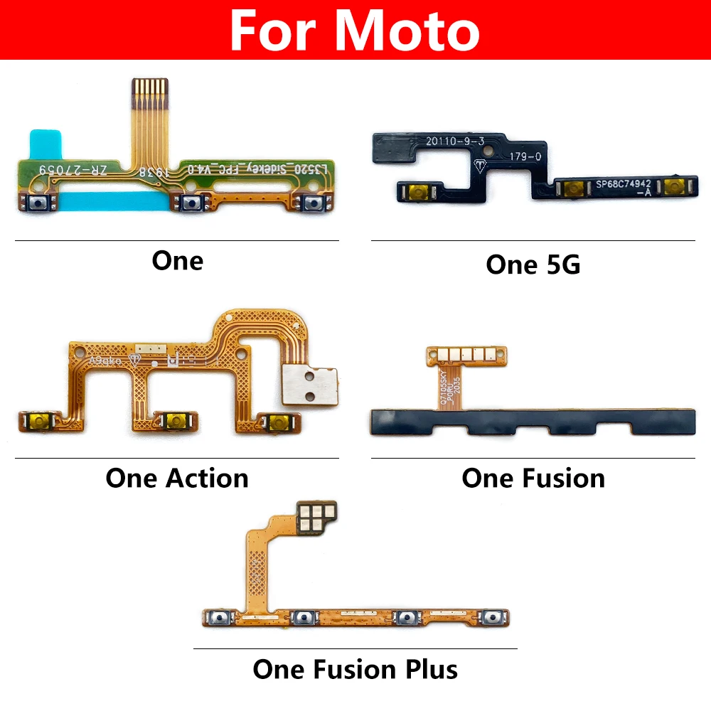 

20Pcs , For Moto One Fusion Plus Action Hyper Macro Vision Zoom E40 Edge Power On Off Volume Side Button Key Flex Replacement