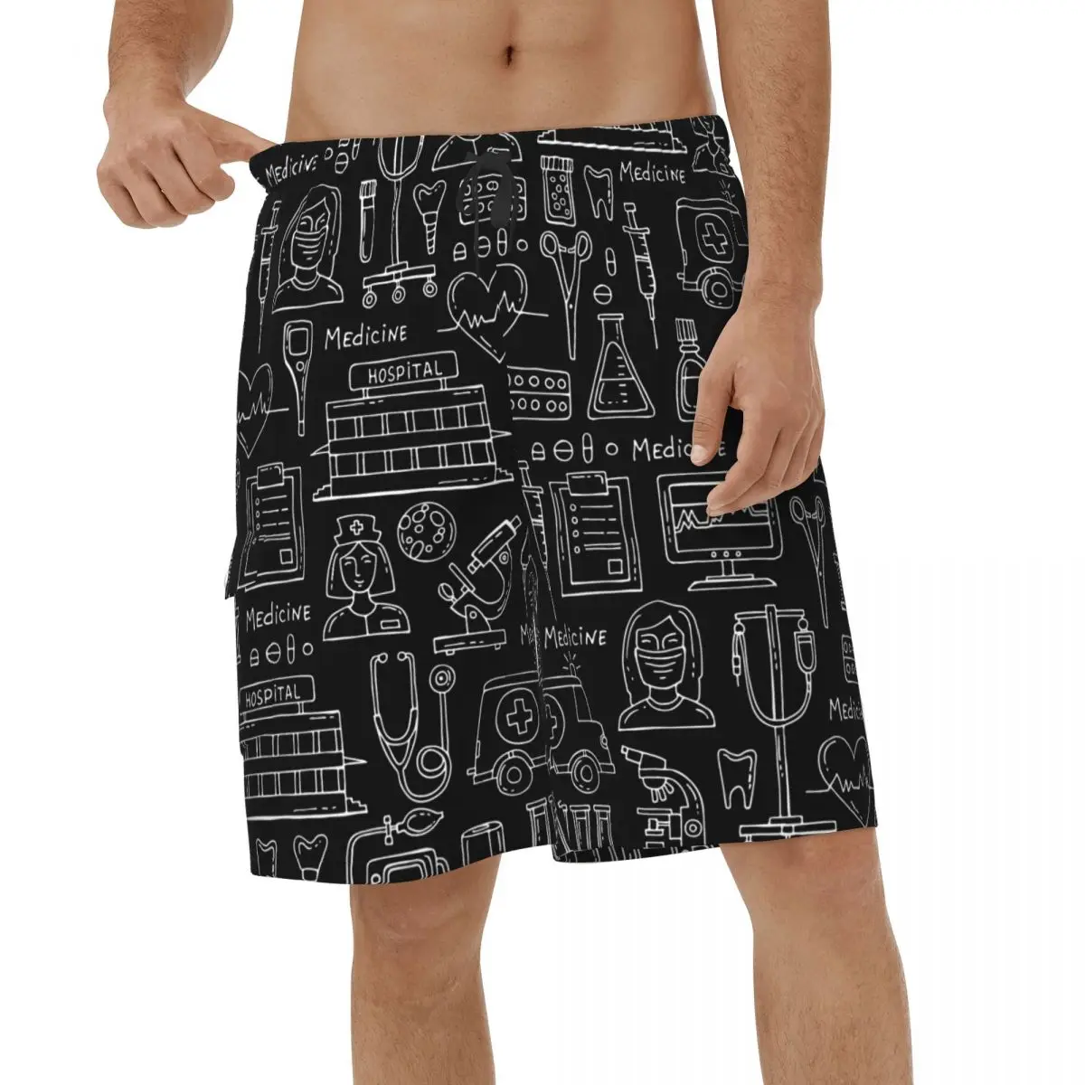 

Summer Fashion Doctors Nursing Nurse Men Beach Shorts Sports Board Shorts Streetwear Surf Swimsuits Quick Dry Board Shorts