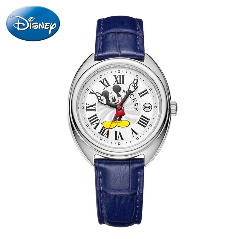 Original Mickey Mouse Kids Quartz Watches Antique Digital Wristwatch For Children Boy Leather Clock Girl Time Calendar Luminous