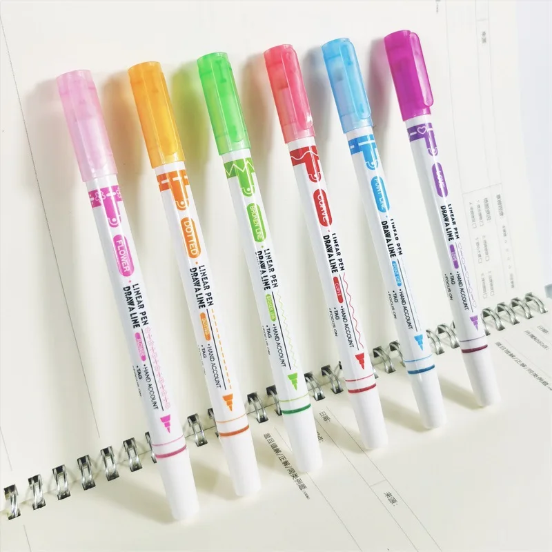 

Curve highlighter hand account roller printing pen flower contour curve double line wave quick-drying b