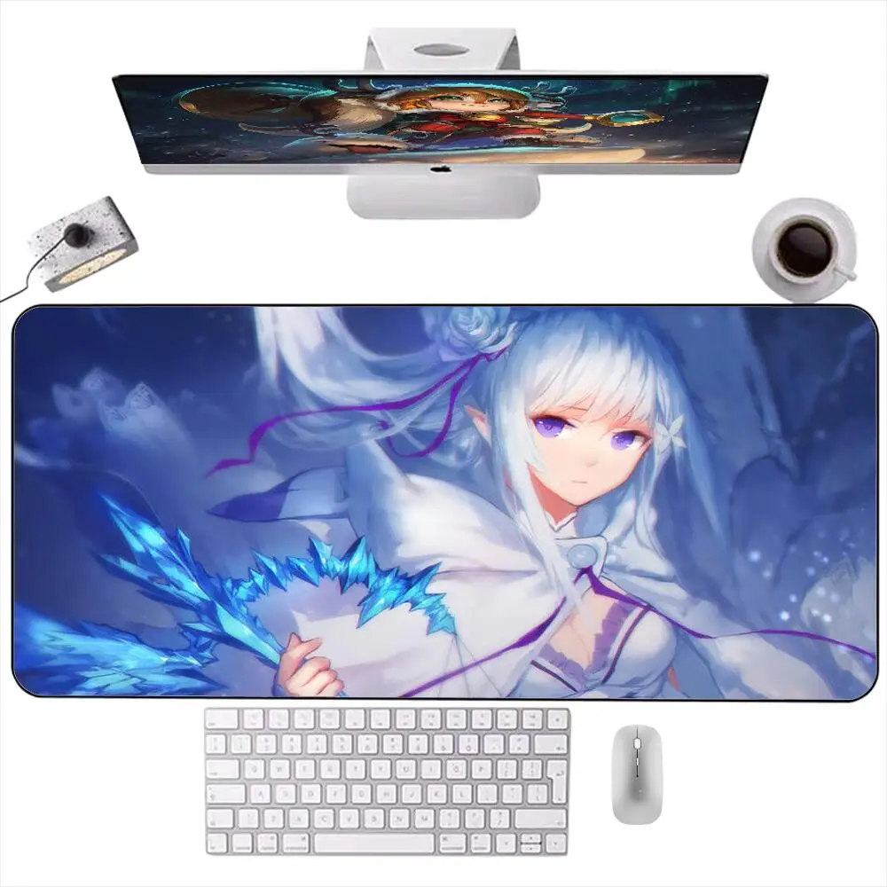 

Girl Re Zero Emilia Anime Kawaii Mouse Pad Large PC Gaming Accessories Office Rubber Desk Mat Computer Laptop Keyboard Mousepad