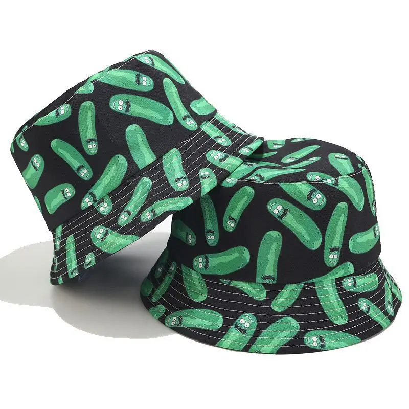 

Summer New Cartoon Anime Rick Boys Bucket Hat Hip Hop Boys Girls Rick Fisherman Cap US Anime Print Panama Caps Feamale Sunhat