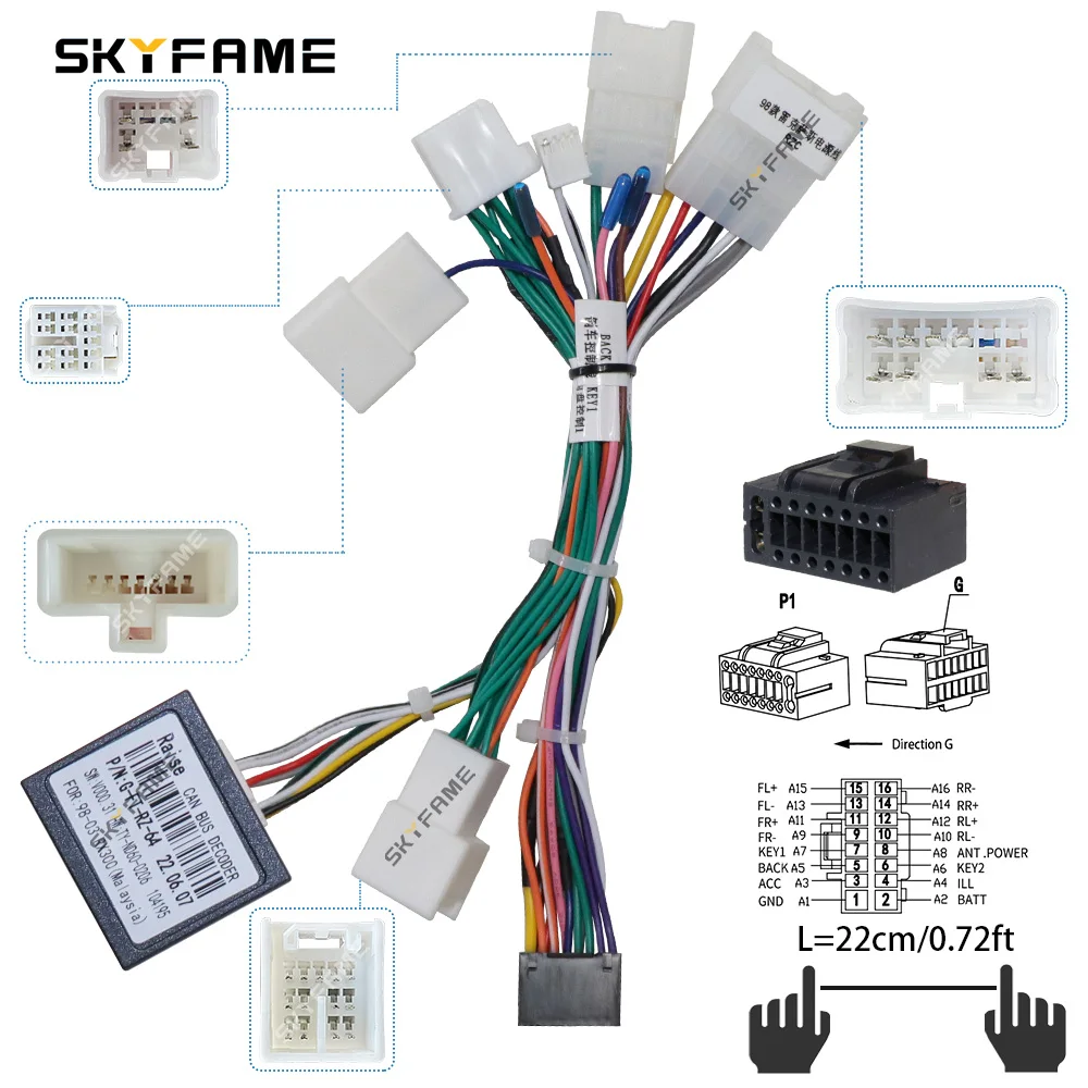 

SKYFAME автомобильный 16-контактный жгут проводов адаптер Canbus Box декодер Android радио кабель питания для Lexus RX RX300 Toyota Harrier