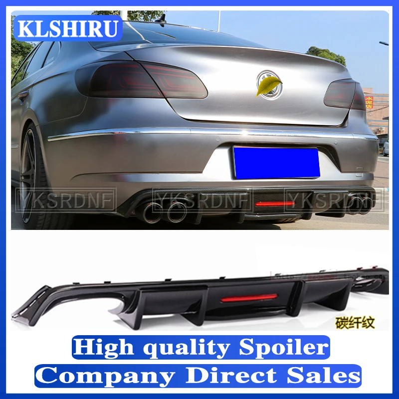 

Suitable for Volkswagen Passat CC spoiler 2009-2017 Shark style with LED light diffuser bumper guard carbon fiber rear lip