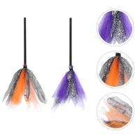 2pcs witch broomstick plastic flying broom prop decor for kids boys girls