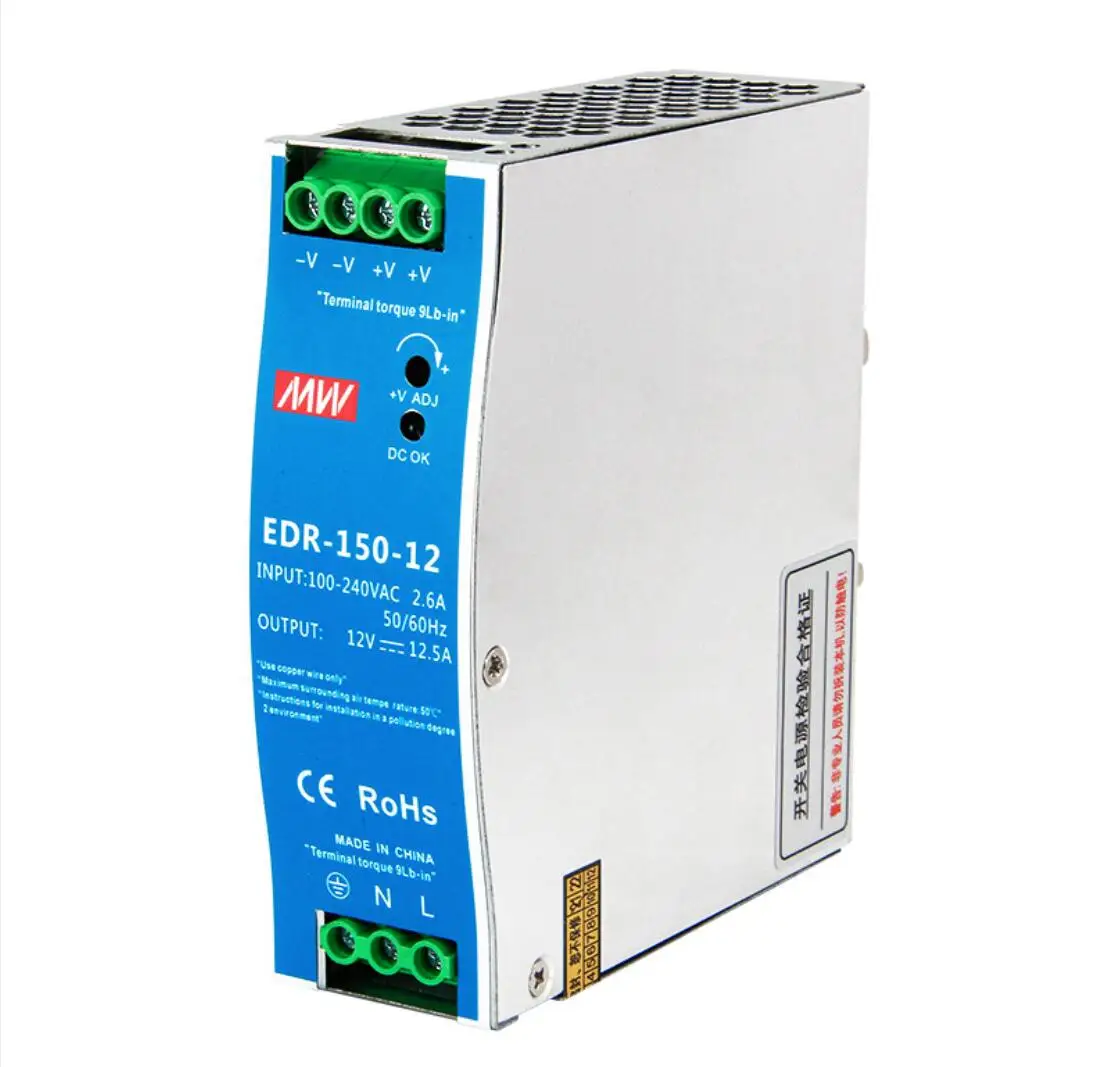 EDR/NDR-150-12/24 35mm DIN Rail Mounting Guide 150W Switch Power Supply adapter Ultra-thin 12V12.5A /24V6.5A Metal case