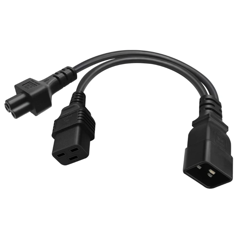

594A IEC320 C20 to C5+C19 Y-Type Splitter Power Cord, IEC 320 C20 Male to C5+C19 Female Power Supply Adapter Cable