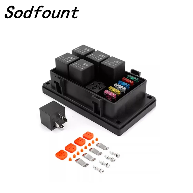 

Водонепроницаемый 6-сторонний держатель предохранителя Atc/Ato 12 В 24 в 40 А, универсальное реле, блок предохранителей, подходит для автомобилей, кораблей, джипов