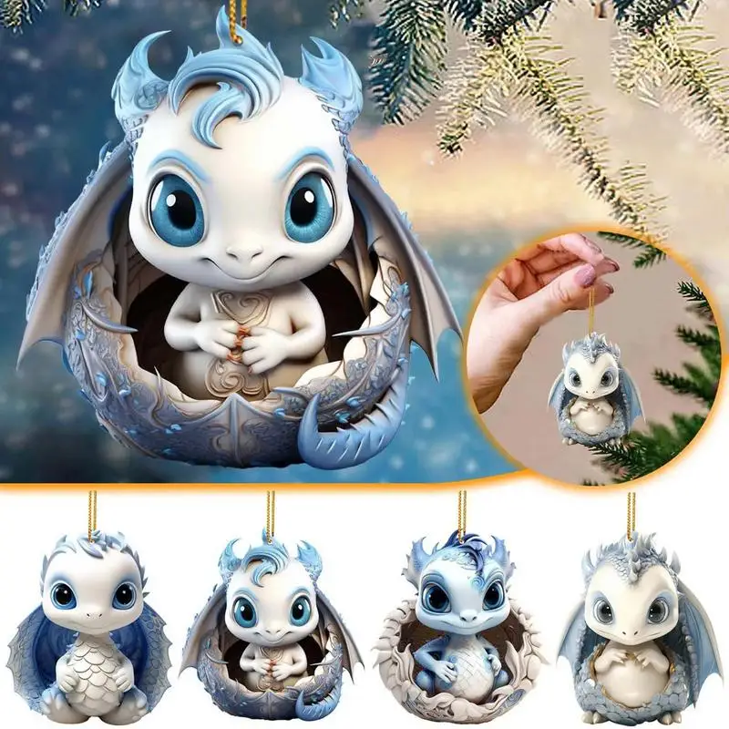 

Dragon Ornament New Christmas Dragon Baby 2D Acrylic Cute Cartoon Car Pendant Christmas Dragon Baby Holiday Festive Decor