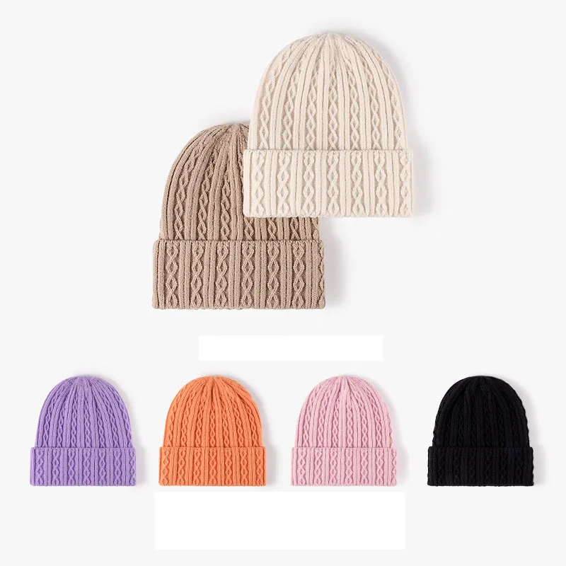 M497 Autumn Winter Adult Knitted Hat For Man Woman Solid Color Caps Skull Beanies Warm Hats