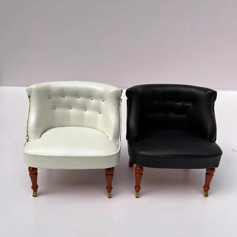 

Black White Miniature Leather Sofa For 1:12 Dollhouse Mini Furniture Leather Sofa Doll House Furniture Decor Children Toys Gift