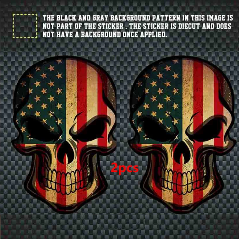 

2PCS USA America Flag Skull Punisher Evil Car Auto Rear Trunk Body Decal Sticker Badge Emblem Car Accessories Decoration