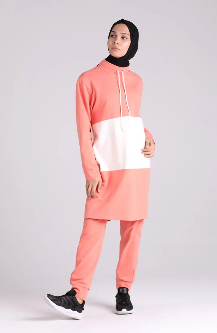 

Sports Couple Suit Tracksuit Suit Hijab Couple Suit Women Islamic Clothing Two Piece Casual Stylish Turtleneck Muslim Suit Free