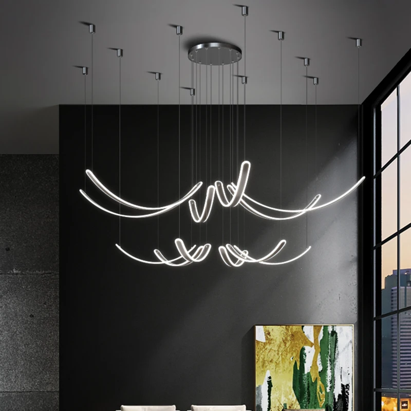 

Modern DIY Acrylic Dimmable Led Pendant Lights Living Room Decor Led Pendant Lamp Villa Loft Hanging Light Suspension Luminaire