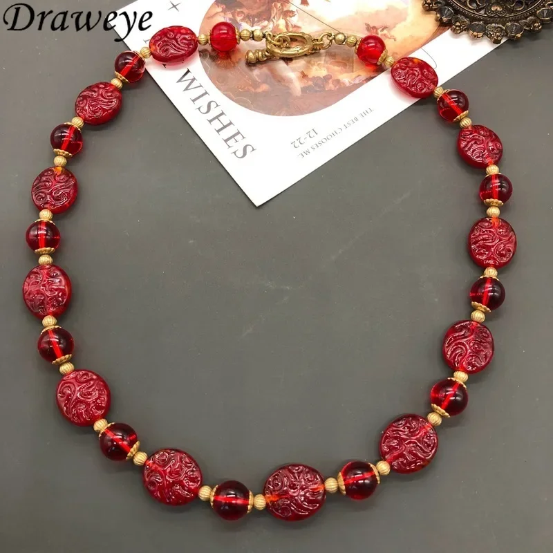 Красные ожерелья weye для женщин Винтажный средневековый стиль модные роскошные