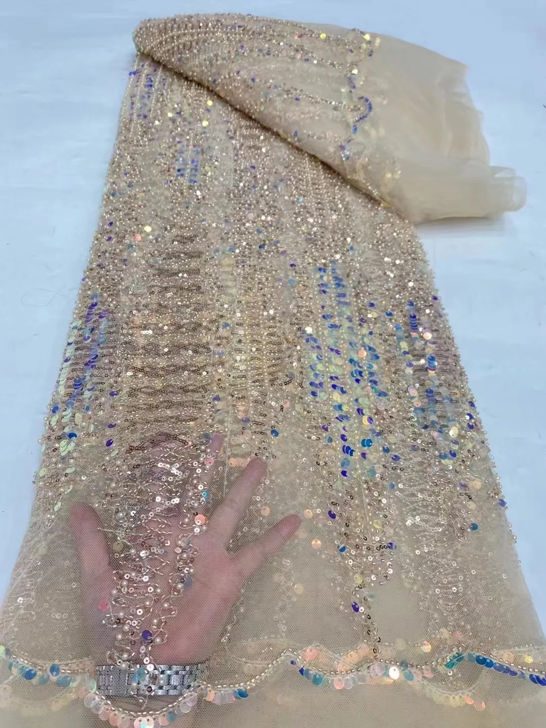 Hoh кружево высокого качества 2024 бисер кружевная ткань Роскошная вышивка