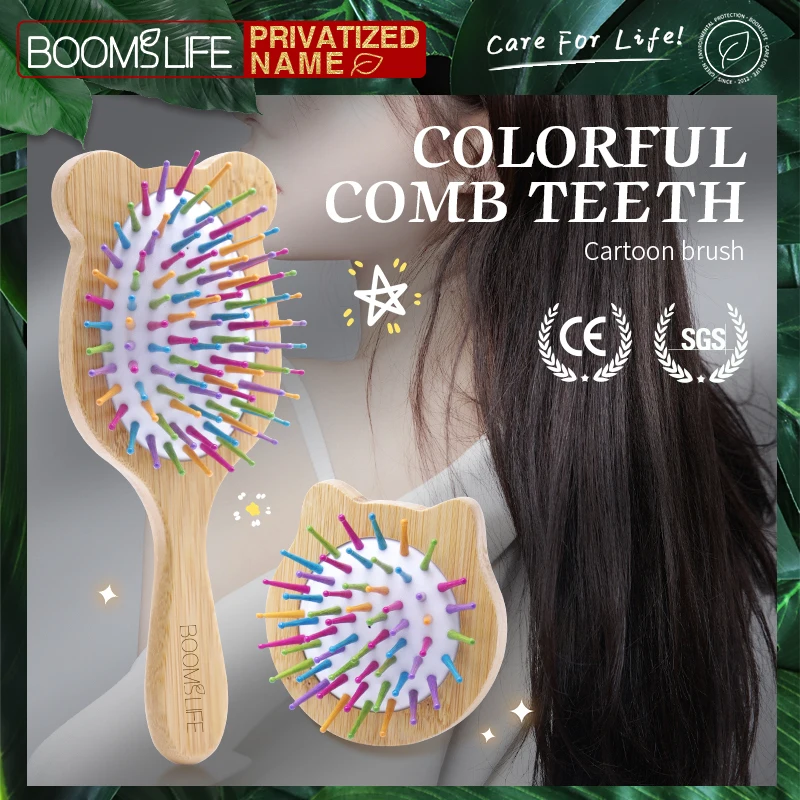 1 шт. бамбуковая щетка для волос женщин деревянная расческа в стиле милой кошки