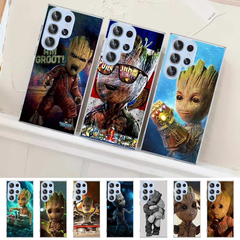 

Groot Marvel Avengers Case for Samsung Galaxy S23 S22 Ultra S21 S20 FE S10 5G S9 S8 Plus S10e S7 Edge Clear Soft TPU Phone Cover