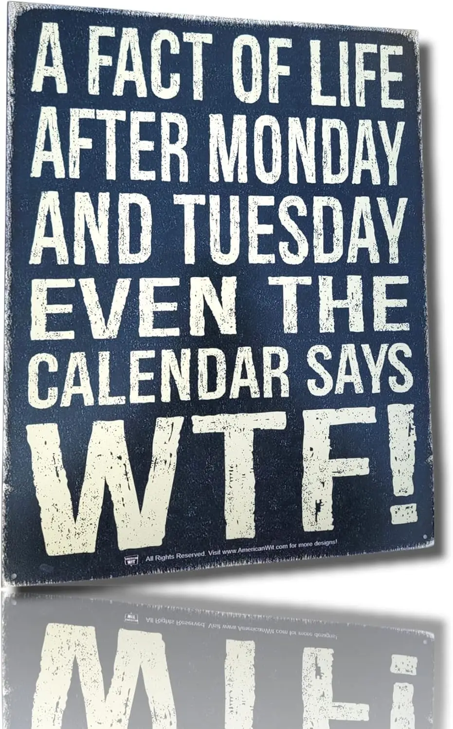 Цитата MER WT Motvtonl Metl Tn Wll Rusty Retro Lookng Sgn (16 x 12 5 дюймов) ( Fct of Lfe fter Mondy nd Tuesdy Even the Clendr